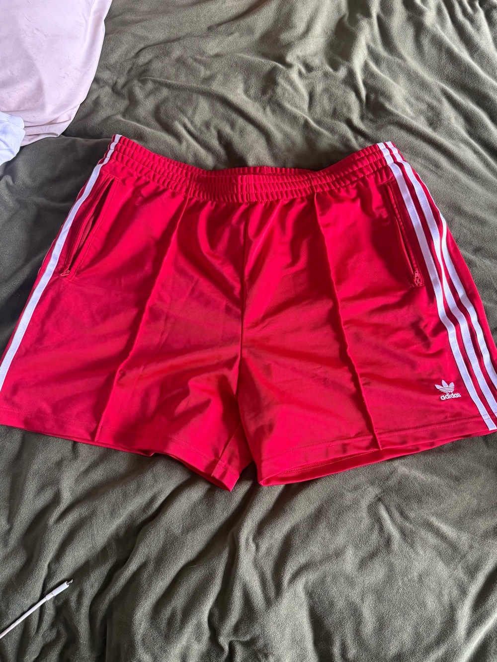 adidas Women's Bright Red 3-Stripe Athletic Shorts